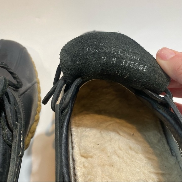 LL Bean Bean Boots, Rubber Moc Black with Tan Rubber Soles Size GM 9M 11W - Picture 8 of 15